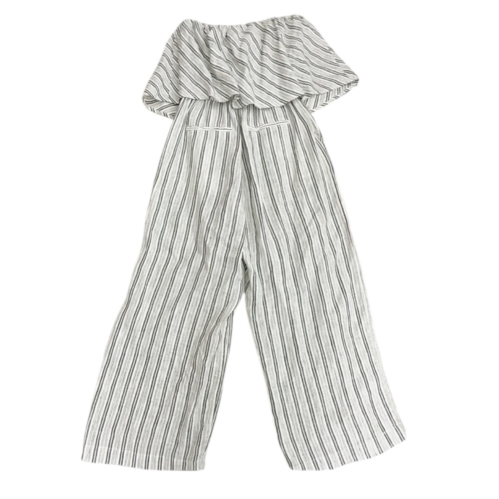 JOIE Brogan Linen Striped Strapless Wide Leg Jumpsuit in Green/Ivory Size Small - Picture 9 of 12